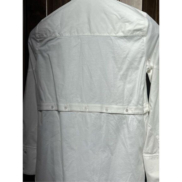 Per Se by Carlisle White Cropped Utility Button Up Long Sleeve Blouse Size 4 - Picture 4 of 5